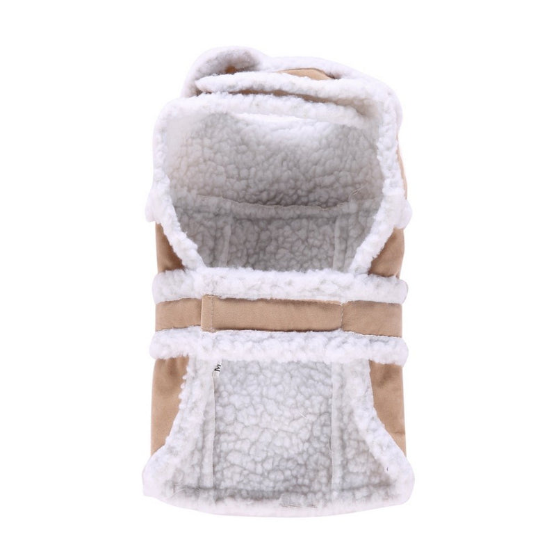 [Australia] - SMALLLEE_LUCKY_STORE Shearling Suede Small Cat/Dog Fleece-Lined Vest Coat X-Small Beige 