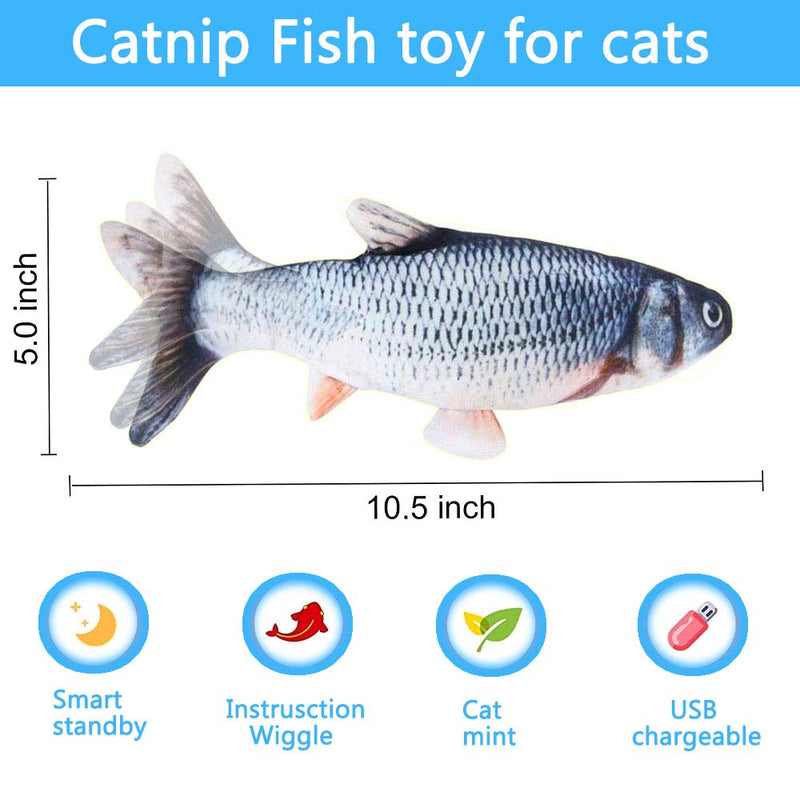 [Australia] - BROUYOUE Electric Moving Fish Cat Toy Realistic Flopping Wagging Fish Cat Toy Catnip Plush Simulation Kicker Toys Motion Kitten Toy Fun Toy for Cat Exercise Interactive A 