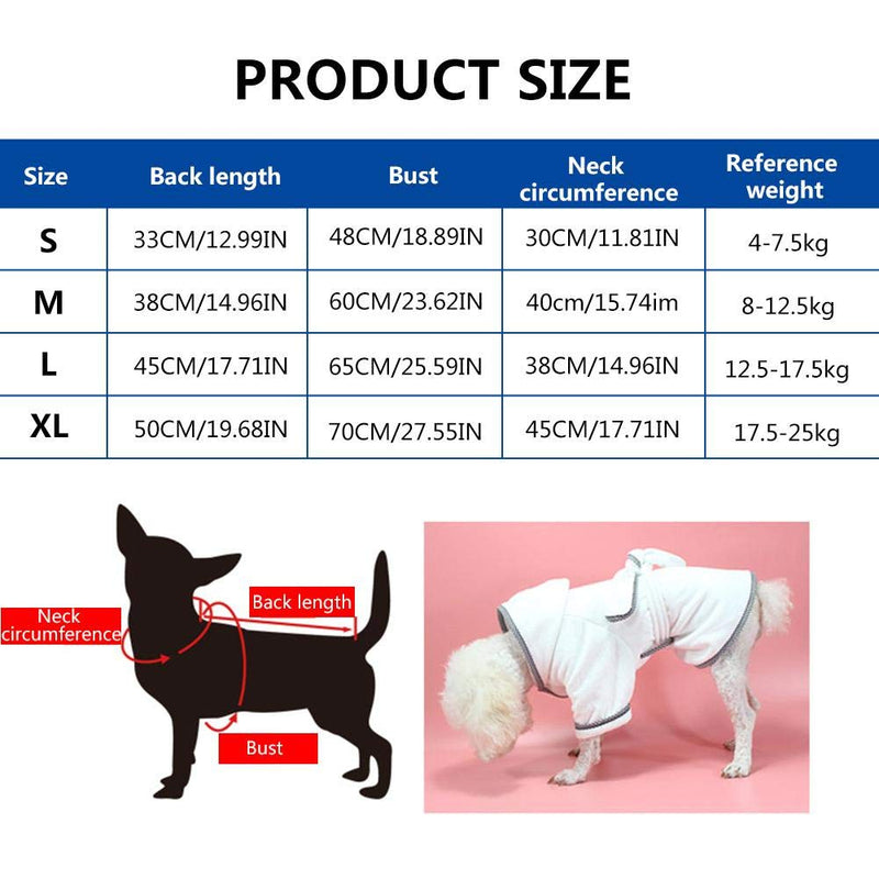 Easy-topbuy Pet Robe Dog Night Gown, Warm Pajamas Dog Dressing Gown With Adjustable Waistband Quick-drying Absorbent Bath Robe Pet Coat S/M/L/XL L - PawsPlanet Australia