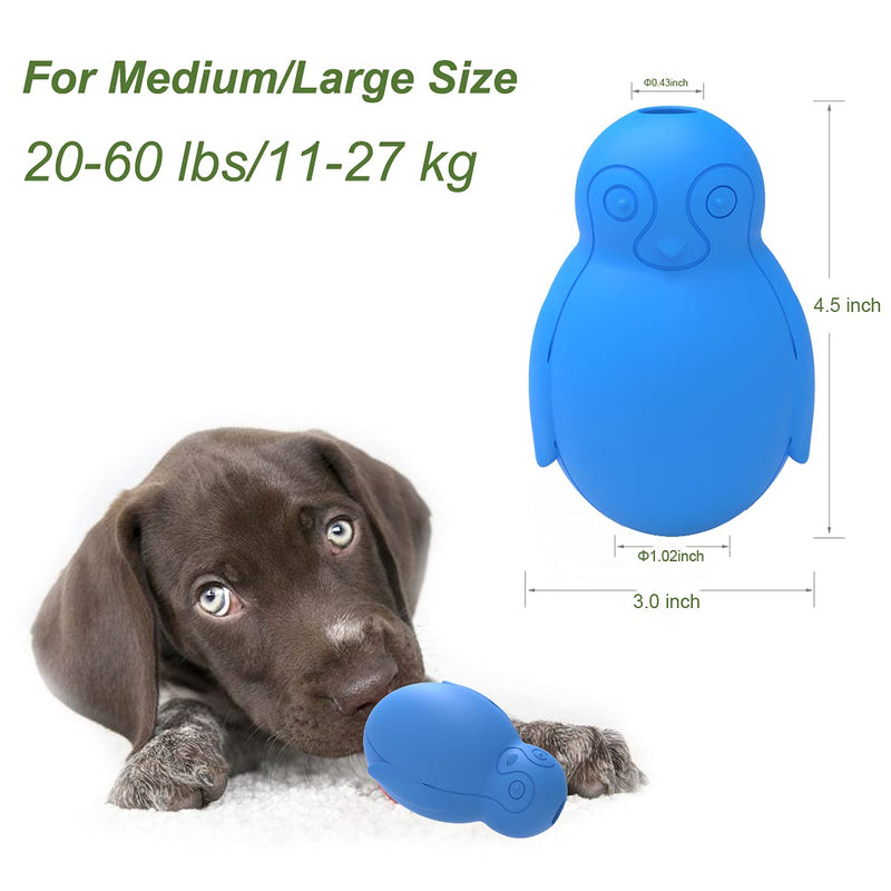 Penguin Dog Chew Toy Freezable Fillable Treat Chew Toy Natural Rubber Interactive Puzzle Game Dog Toy for Small Medium Dogs Fun for Hunting and Fetching Blue - PawsPlanet Australia