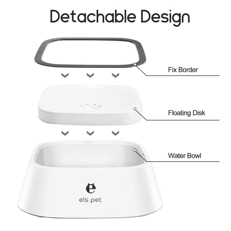 Dog Bowl Dog Water Bowl Pet Water Bowl Slow Water Feeder Dog Bowl No-Slip Pet Water Dispenser Feeder Bowl for Dogs and Cats White - PawsPlanet Australia
