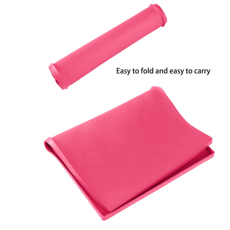 Hubulk Dog Food Mat L (19"x12") XL (24"x16") XXL (32X24) Raised Edge Silicone Non Slip Dishwasher Waterproof Pet Feeding Mat Bowl Placemat Large to Stop Food Spills and Water Bowl Messes on Floor L（19" x 12" x 0.5"） Pink - PawsPlanet Australia