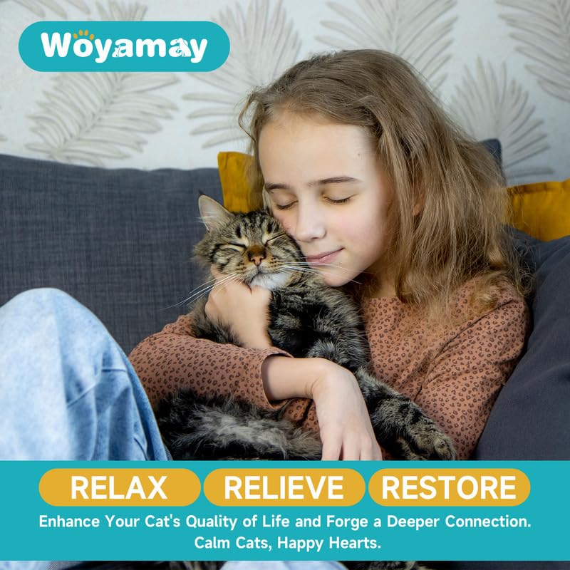 Woyamay Cat Calming Diffuser Refills - 4 Pack Cat Pheromones Calming Diffuser for Cat Anxiety Relief, Cat Pheromone Diffuser, 120 Days Pheromone Diffuser to Calm Cats, Fits All Common Diffuser Heads 4 Refills - PawsPlanet Australia