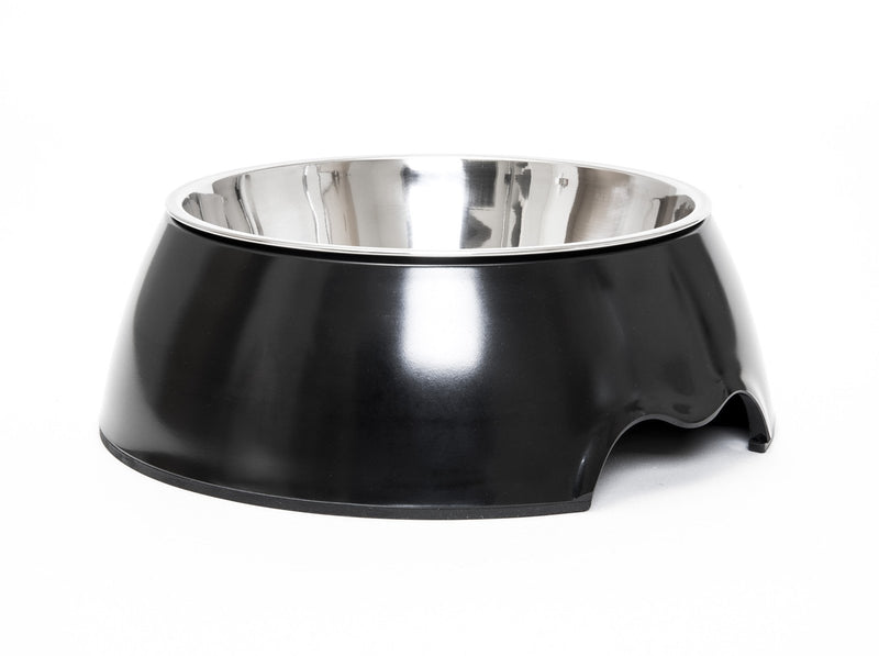 Happilax Non-Skid Melamine Dog Bowl with Removable Stainless-Steel Bowl, 700 ML Black - PawsPlanet Australia