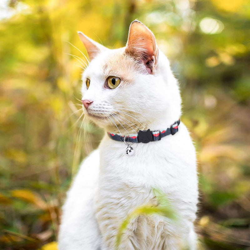 [Australia] - BINGPET Breakaway Cat Collar with Bell 2 Pack, Soft and Adjustable Kitten Collar with Artistic Landscape Pattern, Adorable Accessories for Kitties 