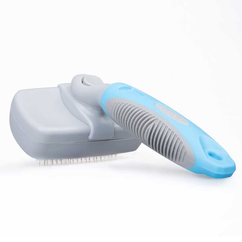 [Australia] - GEEPET Self Cleaning Slicker Brush for Dogs and Cats - Easy to Clean Pet Grooming Brush Removes Mats, Tangles, and Loose Hair with Minimal Effort and Comfort - Suitable for Long or Short Hair Small-Medium 