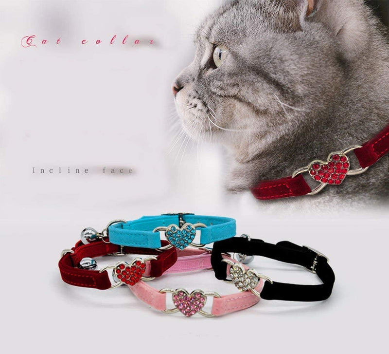 Lovely Kitten Collar, Cat Collar with Bell and Elastic Strap Lovely heart-Pink - PawsPlanet Australia