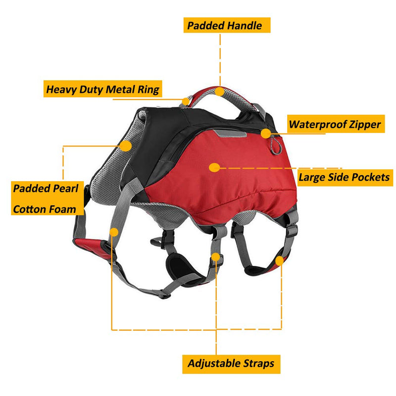 Lifeunion Adjustable Dog Backpack Life Jacket Outdoor Waterproof Hiking Camping Dog Saddle Bag Pack for Medium Large Dogs - PawsPlanet Australia