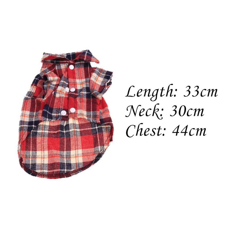 1 Pc Fashion Dog Red Plaid Shirt Pet Outfits Pet Clothes for Small Dogs Cats Product size m, suitable for Siamese cat、British shorthair、Sphynx、 Puppy Springer, Puppy Rottweiler，Dachshund - PawsPlanet Australia