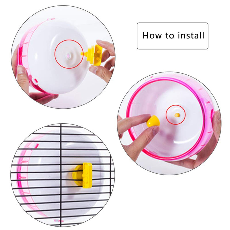 zfdg Hamster Running Wheel, Silent Hamster Wheel, Gerbil Silent Spinner, Hamster Wheel Plastic, Pets Exercise Wheel, for Totoro Mouse Squirrel Small Animal Pet Sports Training Toy (Pink) Pink - PawsPlanet Australia