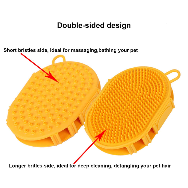 YUDOTE Pet Grooming Shampoo Brush,Soothing Massage Rubber Bristles Curry Comb,Bath Gloves for Dogs and Cats Easy Washing,Green M (Pack of 1) Green - PawsPlanet Australia