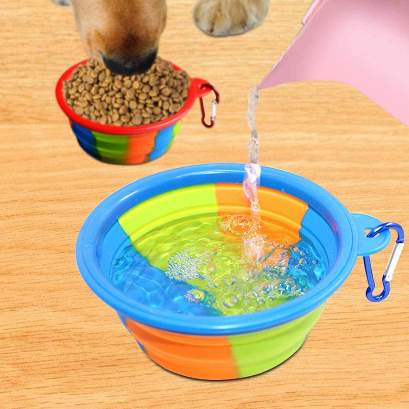 FANDE 4PCS Collapsible Dog Bowl, Silicone Collapsible Silicone Portable Pet Food Water Bowl Travel Bowl Set with Carabiner Clip Portable Folding Travel Dogs Cats Food Water Supply - PawsPlanet Australia