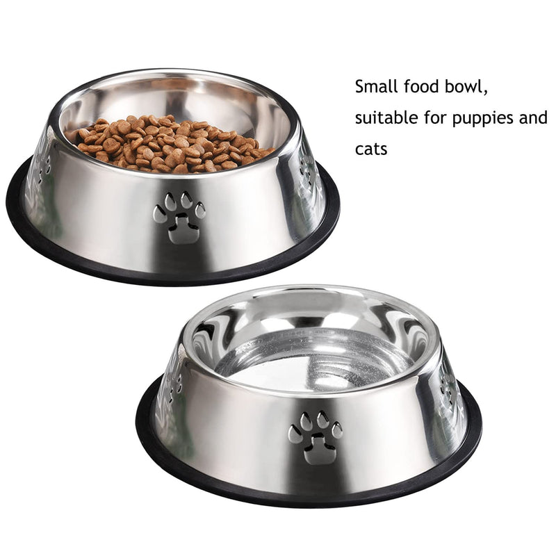 2 Stainless Steel Dog Bowls, Dog Feeding Bowls, Dog Plate Bowls with Rubber Bases, Small, Medium and Large Pet Feeder Bowls and Water Bowls XS-7oz - PawsPlanet Australia