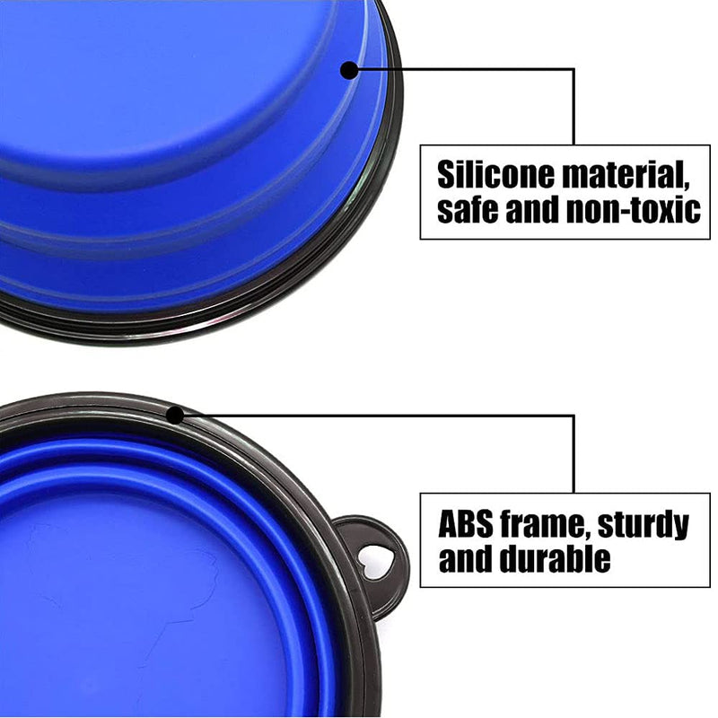 Collapsible Dog Bowl,Collapsible Dog Water Bowls for Cats Dogs, Portable Pet Feeding Watering Dish,Portable Dog Water Food Bowl with Carabiner (Small, Blue) Small(350ML) - PawsPlanet Australia