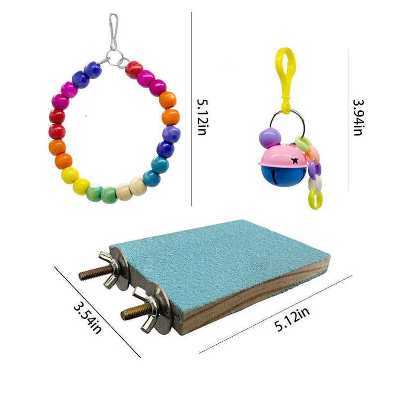 Bebester Bird Chewing Toys, 8Pieces Bird Parrot Toys Bird Hanging Bell Toy Hanging Colorful Swing Chewing Toy Bells, Ladder Swing for Small Parrots, Macaws, Parakeets, Conures, Cockatiels, Love Birds - PawsPlanet Australia