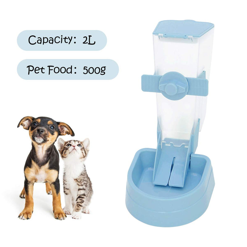 hipidog Pets Food Hanging Bowl for Crates & Cages Hanging Pet Cage Feeder for Small &Medium Animals Cats Dogs Automatic Feeder BLUE - PawsPlanet Australia