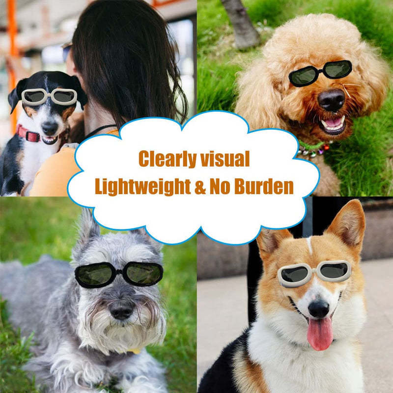 2 Pieces Small Dog Goggles, Dog Sunglasses Goggles, UV Protection Dog Sunglasses for Cat, Puppy (White, Black) White, Black - PawsPlanet Australia
