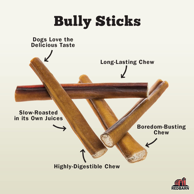 Redbarn Bully Sticks for Dogs - All Natural, Healthy Single Ingredient & Long-Lasting Dog Chew & Dog Treat - Beef Rawhide Alternative - 5-8'' Variety Pack - Bully Sticks for Small Dogs and Large Dogs - PawsPlanet Australia