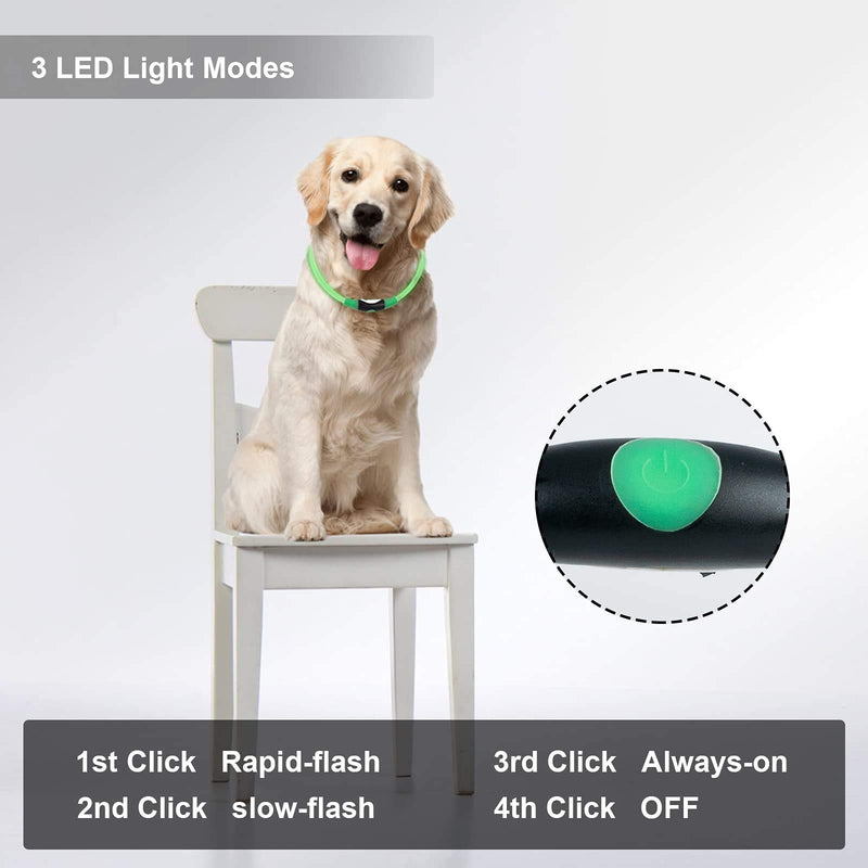 LED Dog Collar USB Rechargeable Waterproof , Bright Safety Light Up Dog Collar Light with 3 Modes, Universal Size Waterproof Flashing Light Collar Keep Your Pets Safe and Seen in the Dark - PawsPlanet Australia