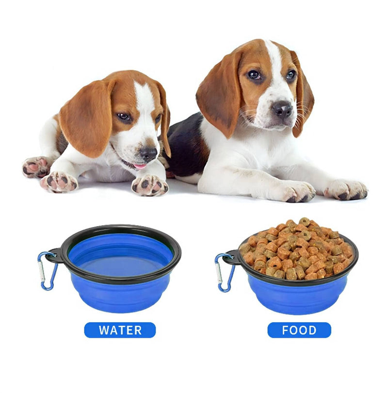 Collapsible Dog Bowl,Collapsible Dog Water Bowls for Cats Dogs, Portable Pet Feeding Watering Dish,Portable Dog Water Food Bowl with Carabiner (Small, Blue) Small(350ML) - PawsPlanet Australia