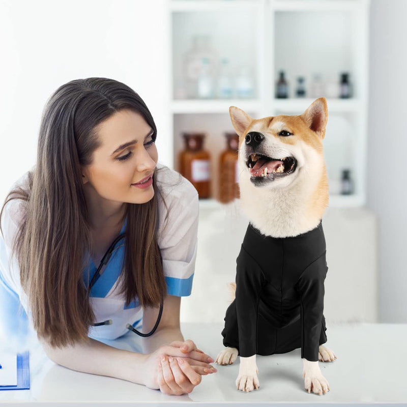 Due Felice Dog Recovery Onesie Anti Shedding Suit Full Coverage Pet Surgical Bodysuit After Surgery Wear Cone E Collar Alternative Anxiety Calming Shirt for Female Male Dog (X-Small, Black) X-Small - PawsPlanet Australia