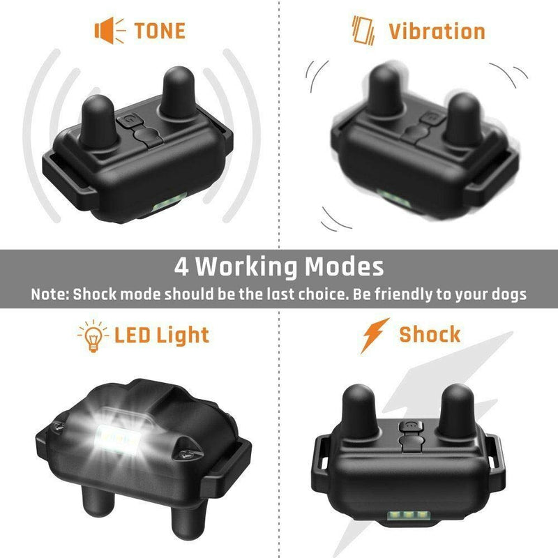 Dog Training Electric Collar, Waterproof Rechargeable 2600ft Remote Dog Shock Collar with LED Light, Beep, Vibration, Shock for Medium/Large Breed 2 Electronic Collars, Neck Lanyard - PawsPlanet Australia