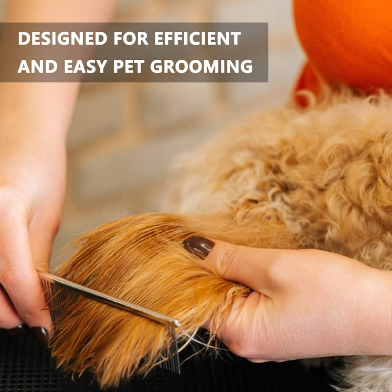 Pack of 2, pet dog grooming combs, stainless steel pet comb, stainless steel pet comb, metal dog comb, for removing tangles and knots, for large, medium and small pets - PawsPlanet Australia
