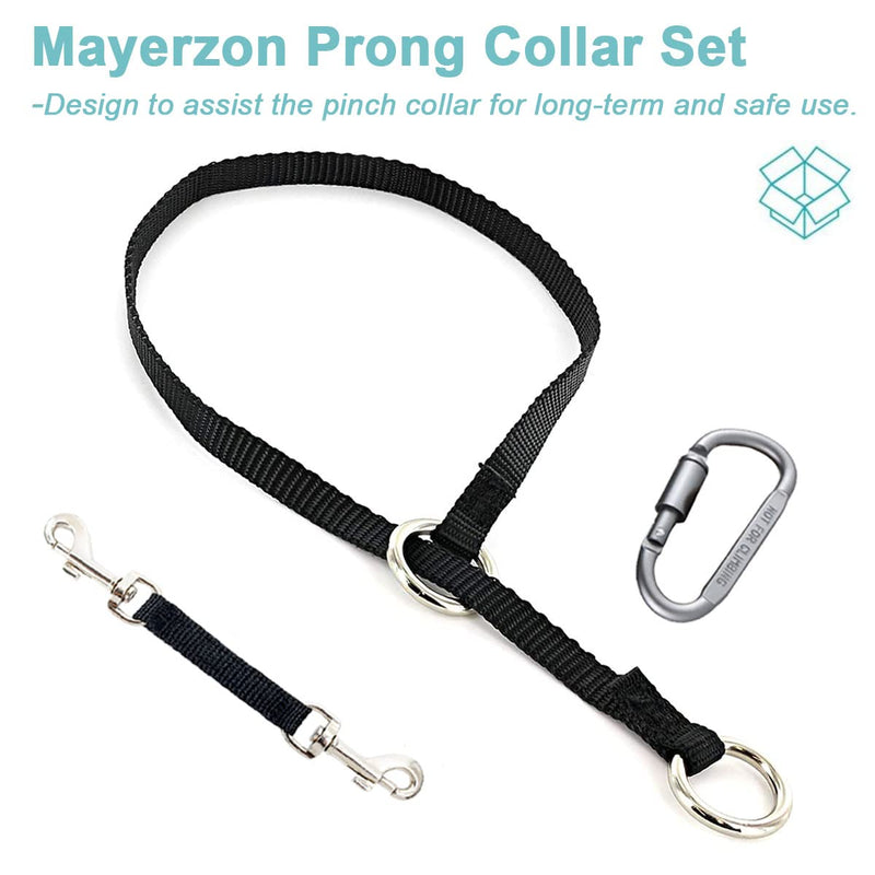 Backup Collar, Double Ended Clip and Carabiner for Prong Collar, Pinch Collar and Dog Harness, Safety Use for Walking and Training Small,17.7in,Neck 12-16in Black - PawsPlanet Australia