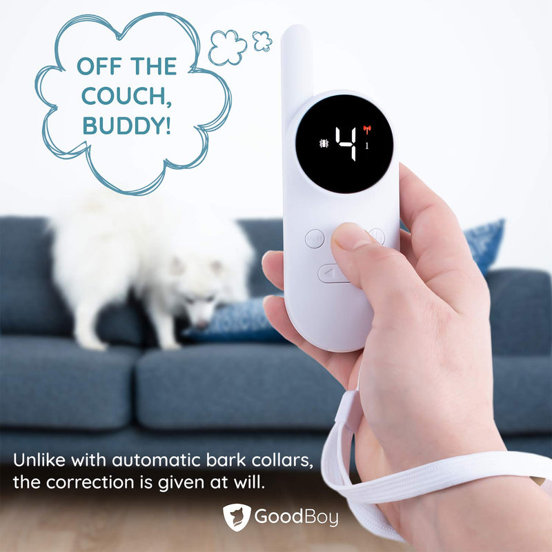 [Australia] - GoodBoy Small Size Remote Collar for Dogs with Beep Vibration and Shock Modes for Pet Behavior Training - Waterproof & 1000 Feet Range - Suitable for Small, Medium or Large Dogs (10+ lbs) White 