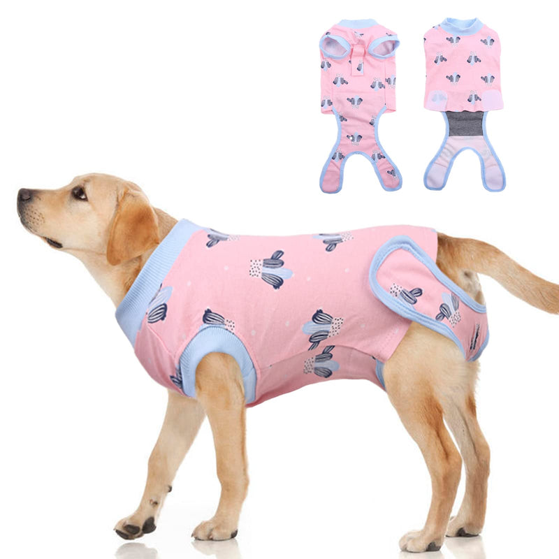 PUMYPOREITY Recovery suit for dogs, castration wound protection suits, puppy dog bodysuit after surgery, post-operative protective clothing, wounds, anti-licking, e-collar alternative after operations (pink, XL) pink - PawsPlanet Australia