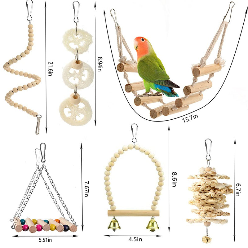 Bird Parrot Toys Swing Hanging Bird Cage Accessories Toy Perch Ladder Chewing Toys Hammock for Parakeets,Cockatiels,Lovebirds,Conures,Budgie,Macaws,Lovebirds,Finches and Other Small Pets - PawsPlanet Australia