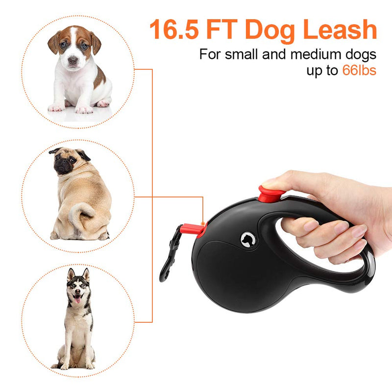 Minishark Retractable Dog Lead,5M Extendable Dog Leash for Small Medium Large Dogs up to 66lbs, for Outdoor Walking Running Training - PawsPlanet Australia