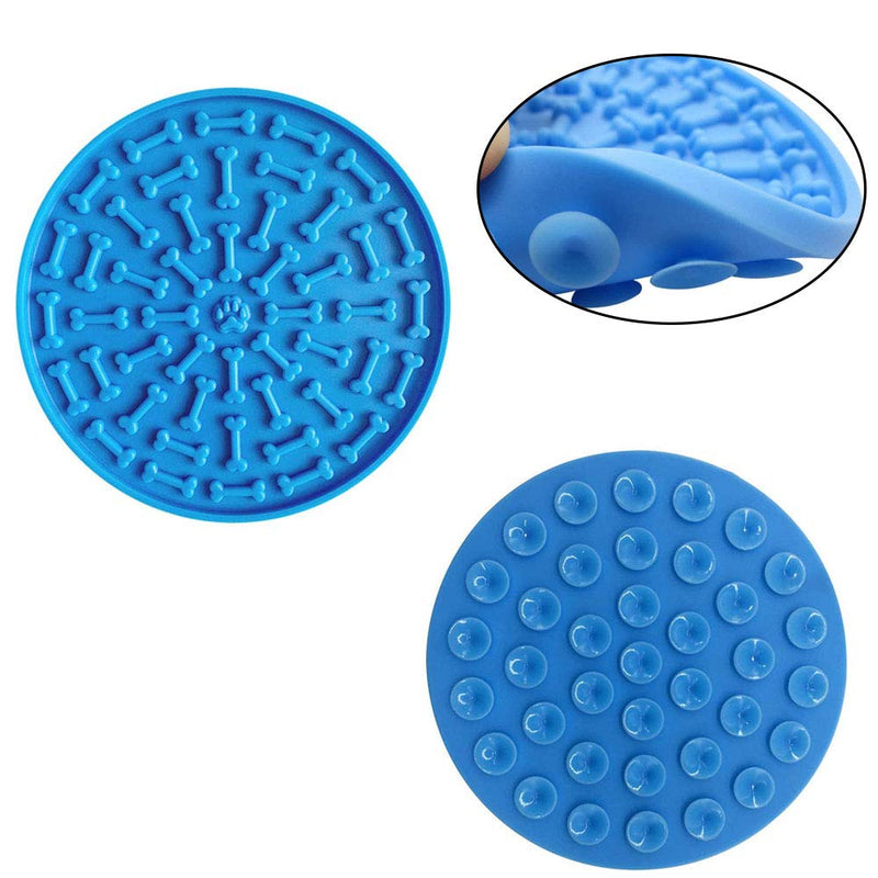 Dog Lick Mat for Dogs, Lick Pad Slow Feeder, Peanut Butter Lick Pad, Pet Bath Peanut Butter Mat, Multifunctional Dog Bone Pattern Silicone Dog Lick Pad for Pets Bathing, Grooming, Dog Training (Blue) - PawsPlanet Australia