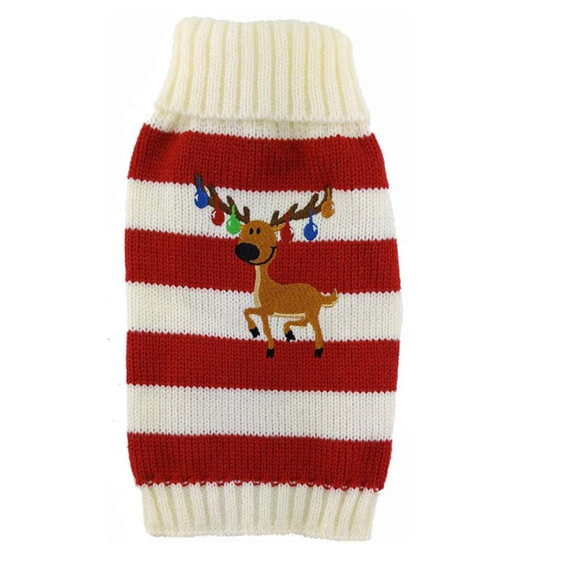 [Australia] - Cuteboom Dog Winter Reindeer Sweater Cat Sweater Pet Christmas Elk Bells Sweaters Halloween Reindeer for Small Dog and Cat S Red 