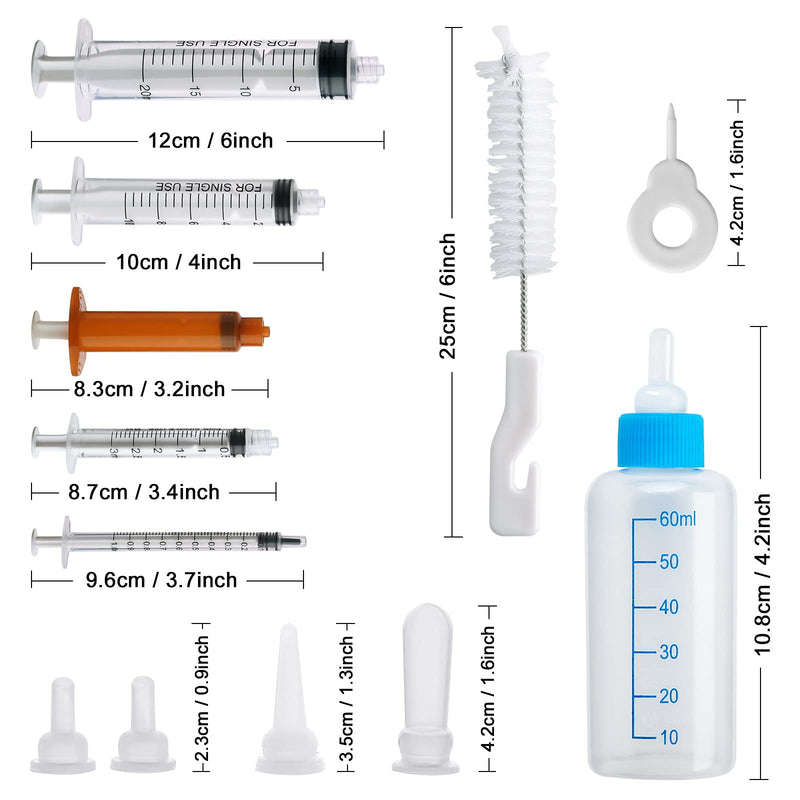 DONQL Puppy Nursing Bottle Kit, 60ml Pet Feeding Dispenser Tool, Kitten Nipple Syringe, Pet Syringe Feeding Kit with with Replacement Nipples for Newborn Kittens, Puppies, Rabbits, Small Animals - PawsPlanet Australia