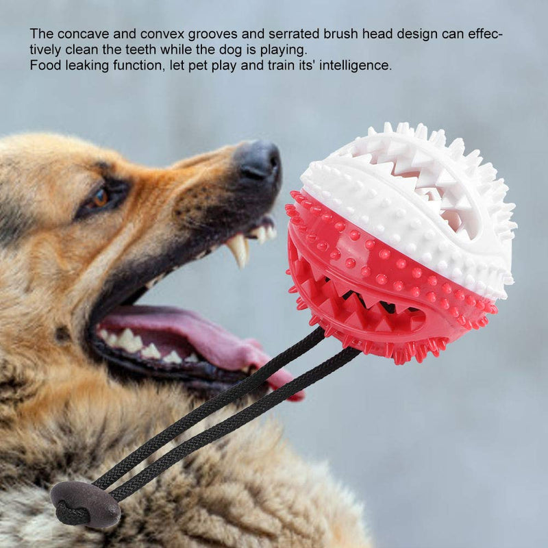 Pet Food Leaking Ball with Bell Sound Dog Molar Cleaning Toy Silicone Red Blue Red White Puzzle Toy(3.0in) (Red White) - PawsPlanet Australia
