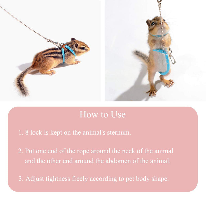 Adjustable Leash Harness with Bell for Rat Mouse Squirrel Guinea Pig Walking Training Blue - PawsPlanet Australia