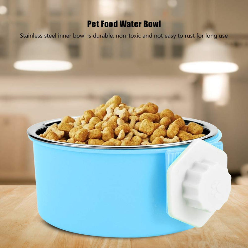 MOACC Crate Dog Bowl, Removable Stainless Steel Dog Bowl with Plastic Puppy Feeder Food Water Bowl for Dogs Cats Rabbits Small Blue - PawsPlanet Australia