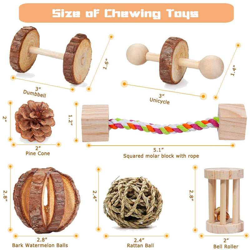 [Australia] - Suwikeke 12 PCS Hamster Chew Toys, Natural Wooden Dumbells Exercise Bell Roller, Chewing and Playing Exercise Teeth Care Molar Small Pets Accessories for Chinchillas Guinea Pigs Gerbils Bunnies Rats 