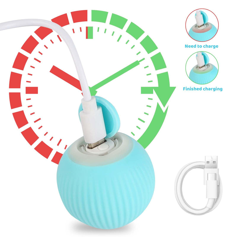 Mkitnvy Interactive Cat Toy Ball, Cat Ball with LED Light, 360° Self-Rotating Electronic Cat Ball, Stimulating Hunting Drive, Funny Balls Toy for Cats, Blue - PawsPlanet Australia