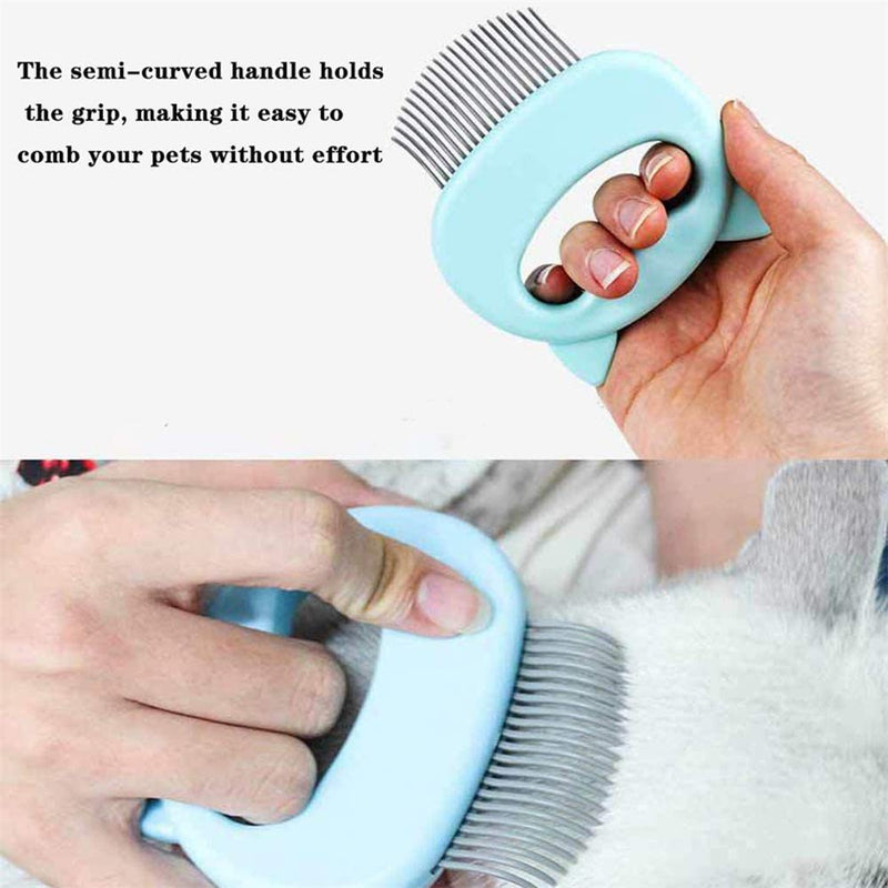 Pet Shell Comb for Removing Matted Fur,Cat Dog Grooming Shedding Cleaning Brush,Safe&Gentle Claw Teeth for Removing Knots Tangles Fur,DeShedding Tool for Rabbits, Cats, Dogs (Blue) Blue - PawsPlanet Australia