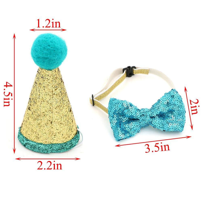 WWmily 2 Set Dog Santa Hat Cute Birthday Party Cone Hat and Bow tie Collar Set for Dog Cat Small Pets - PawsPlanet Australia