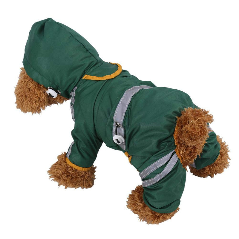 Smandy Dogs Raincoats, Dog Reflective Waterproof Windproof Adjustable Protective Lightweight Hooded Raincoat Pet Puppy Jacket Jumpsuit Apparel(Green M) Green M - PawsPlanet Australia