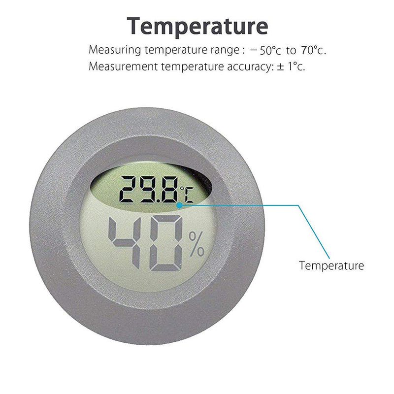 INRIGOROUS Reptile Thermometer, Pack of 2 digital hygrometer thermometer Gauge Terrarium Hygrometer Lizard Spider Tortoise Tank Switchable Celsius Fahrenheit (Black) Black - PawsPlanet Australia