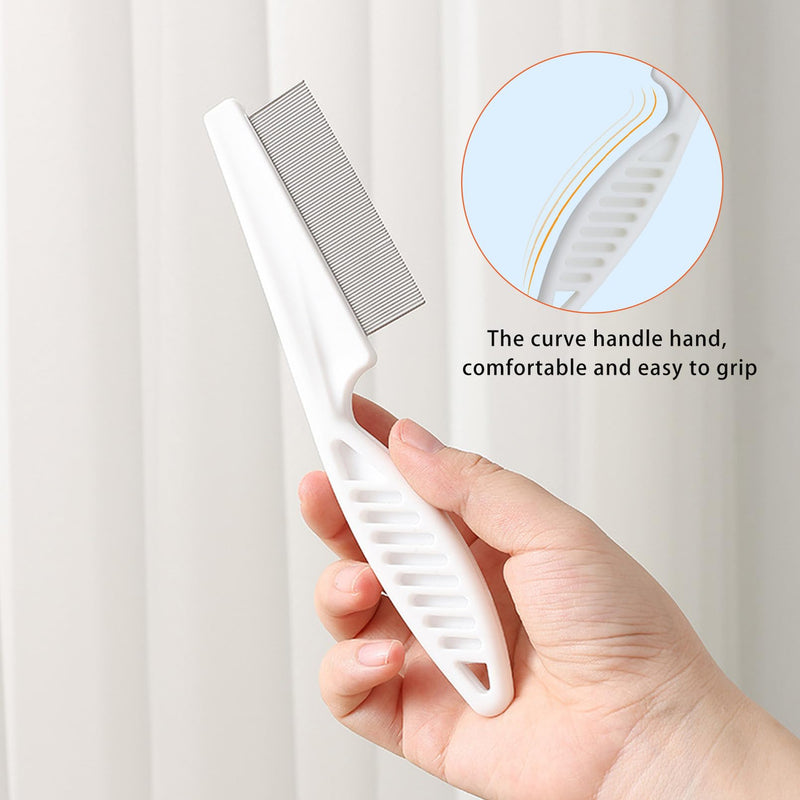 Pack of 4 Flea Combs for Cats and Dogs, Dog Comb for Removing Fleas for Long Hair, Metal Head Cat Comb for Grooming and Hair Removal of Face and Paws (White) - PawsPlanet Australia