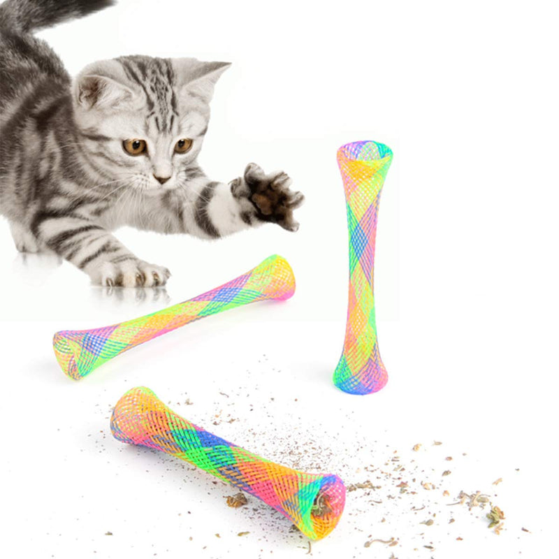 Yueser Funny Cat Spring Toy, 30pcs Colorful Cat Flexible Tube Toy Retractable Nylon Mesh Tube Kitten Chew Toys Pet Interactive Toys - PawsPlanet Australia