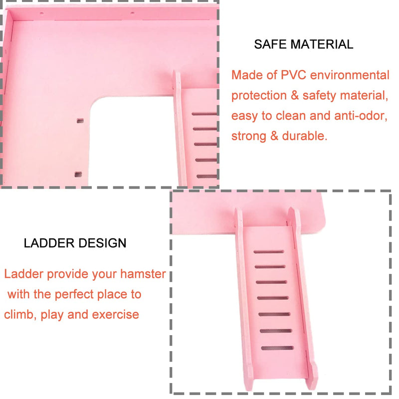 TeTupGa Hamster Ladder Platform Toy Rats Bird Playground Birdcage Perch Climbing Toys for Guinea Pig Gerbil (Pink) Pink - PawsPlanet Australia