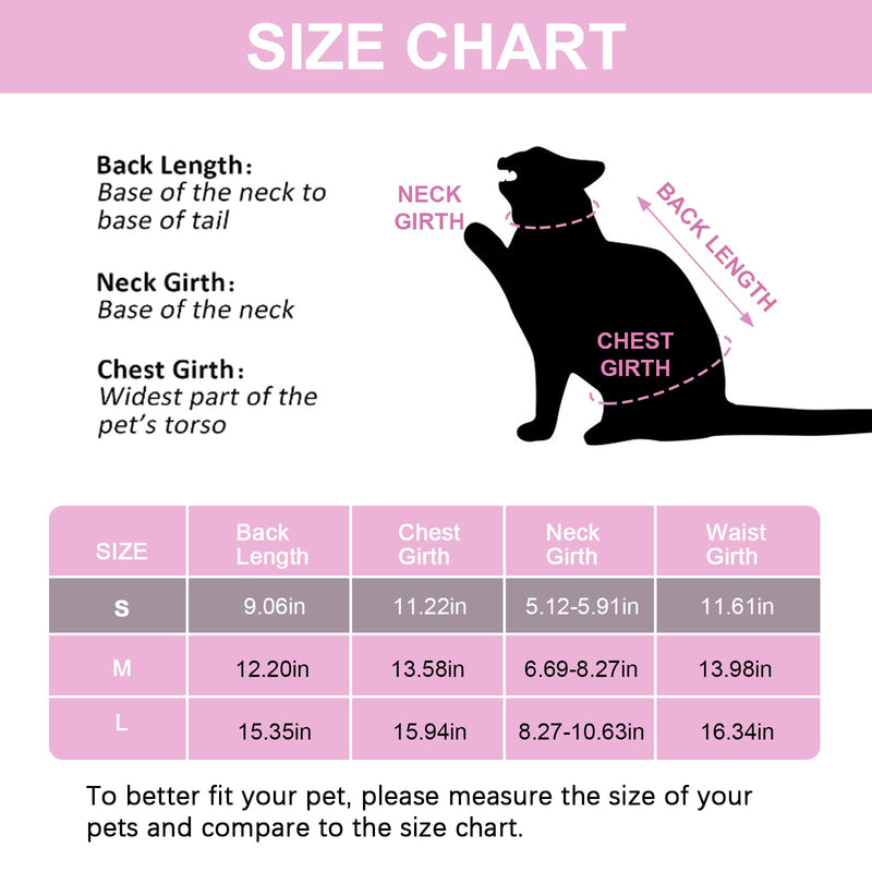 HACRAHO Cat Recovery Suit, 1 Pack Pink Soft Breathable Cat Recovery Clothes E-Collar Cat Wound Surgery Recovery Suit After Surgery Wear for Cats Kitten, S - PawsPlanet Australia