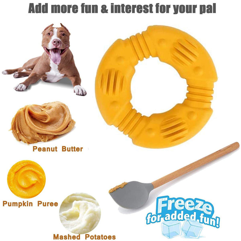 BDUK Dog Ball Interactive Dog Toy Durable Rubber Toy IQ Treat Ball Puzzle Chew Tooth Cleaning Ring Toy for Dogs Playing Chasing Chewing for Small/Medium Dogs,Yellow - PawsPlanet Australia