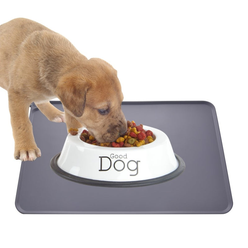 [Australia] - Guardians Dog Food Mat, Silicone Dog Cat Bowl Mat, Non Slip Pet Feeding Mat Waterproof Dog Placemat for Small Animals 18.5"x11.8" Grey 